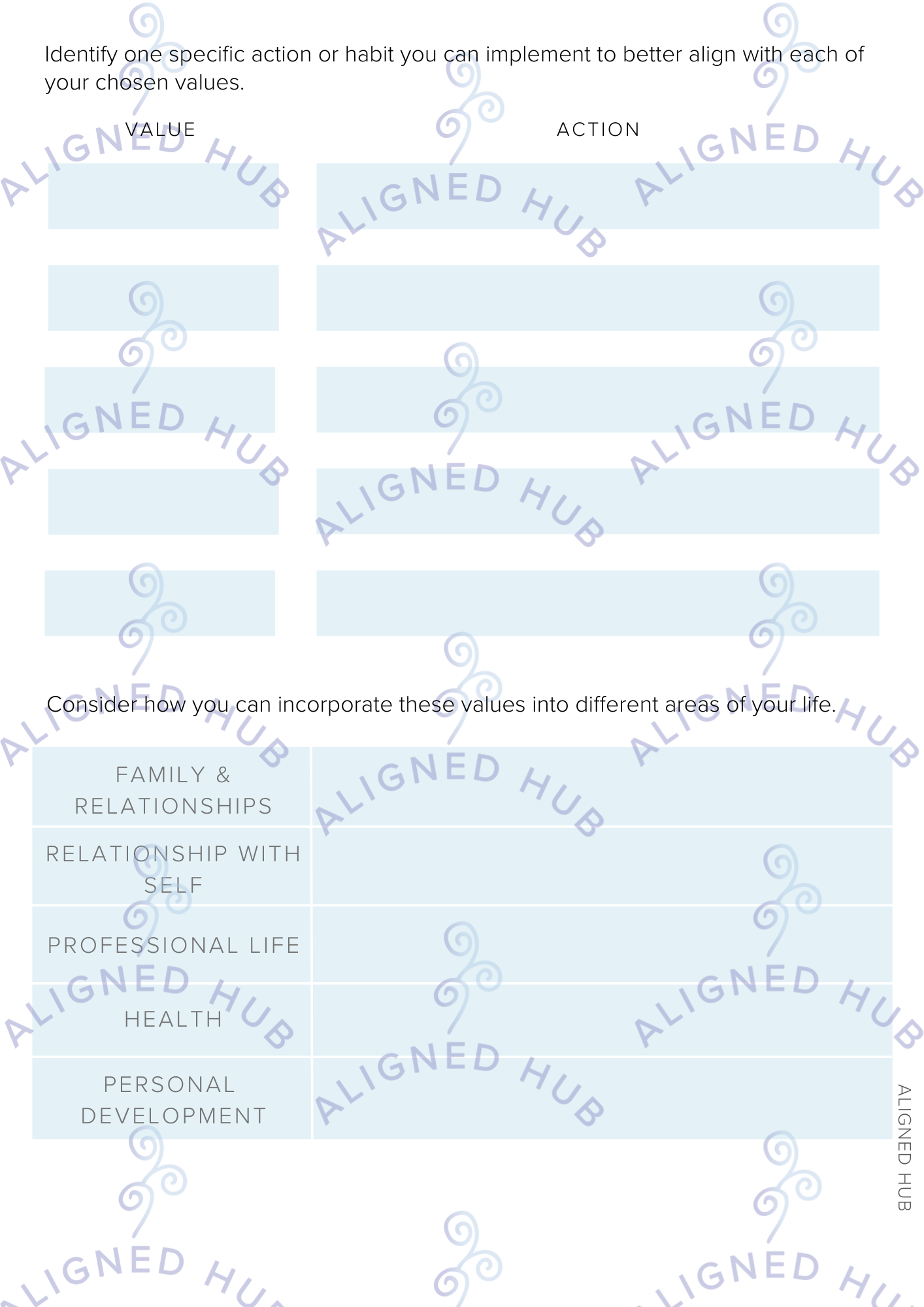 Exploring Values Worksheet